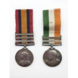 Pair of Anglo Boer War Queens and Kings South Africa medals Ribbon and clasps to PTE A. G. Aitcheson