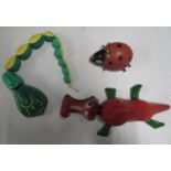 Triang toys caterpillar, Jabberwock and ladybird