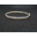 Silver bangle set with French cut CZ stones 15.1g