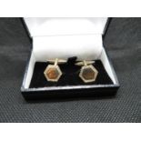Art Deco style gold on silver cufflinks boxed