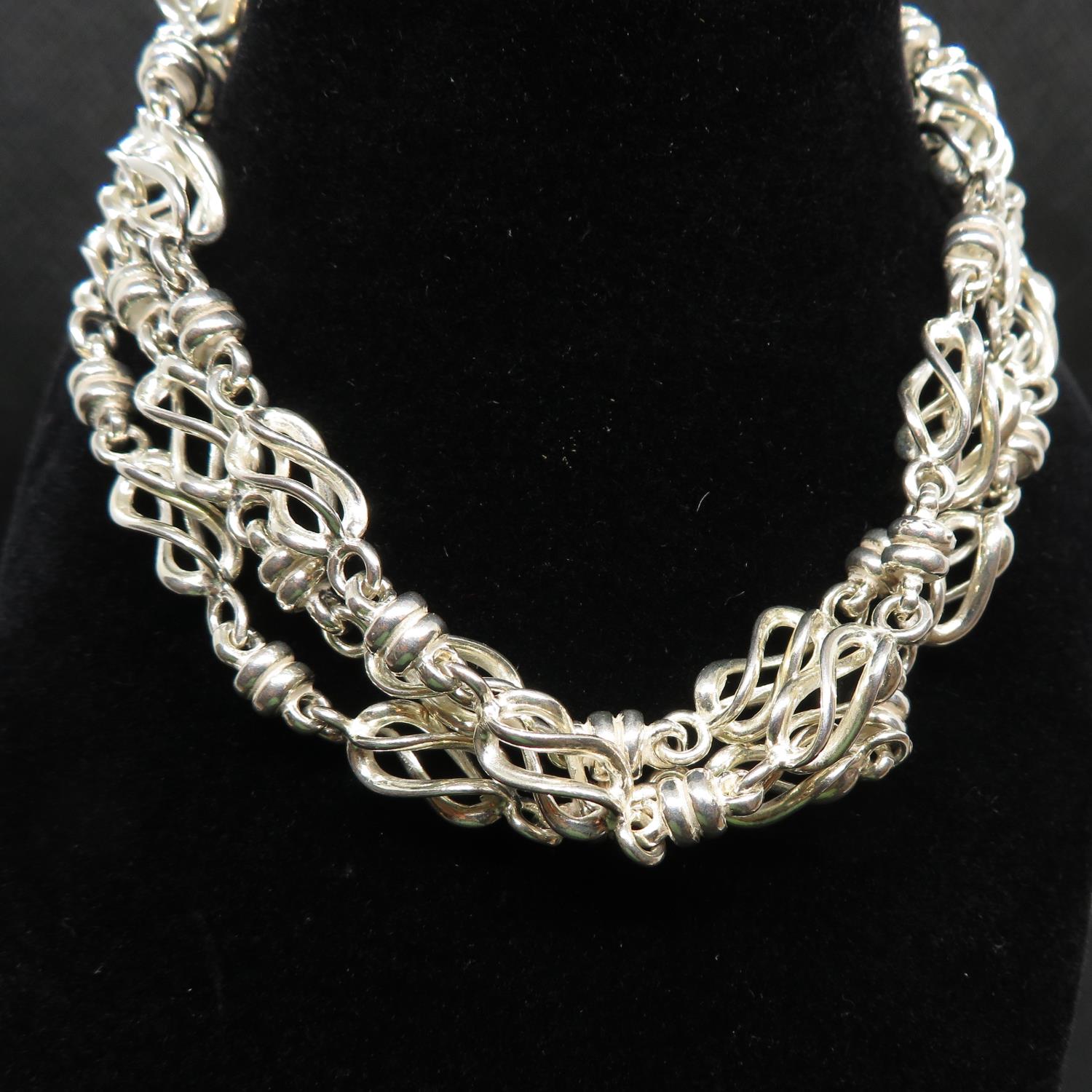 HM silver Celtic knot chain 28" sturdy parrot fastener 43.7g - Image 2 of 3