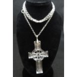 Waterford crystal Celtic cross with silver bale top on 30" belcher chain engraved Waterford