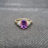 9ct gold Siberian amethyst ring 1.527ct approx 2g with full paperwork