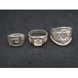 3x silver rings - 1 Masonic 25g