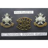 Set of badges for Nottinghamshire and Derbyshire Regiments