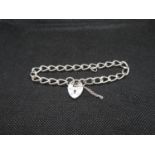 Vintage silver bracelet with lock and chain Birmingham 1975 13.6g