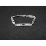 Vintage silver bracelet in style of Mackintosh set with amethyst 7.5" 8.2g