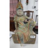Carved Hindu wooden idol 14" high