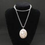 Silver locket on 20" silver oval belcher chain HM Birmingham 1977 25.5g