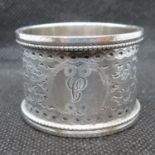 Victorian silver napkin ring in box monogram I London 1899 31g