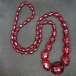 44" rope of Amber/Bakelite beads