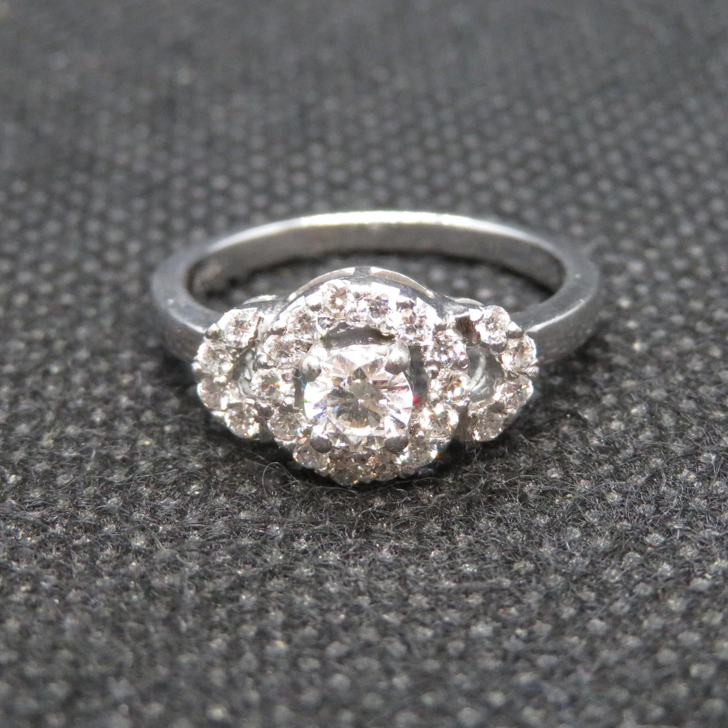 Platinum triple halo diamond ring with .75ct white brilliant cut diamonds size M 5.4g - Image 2 of 3