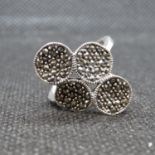 Vintage silver and marquisate quatrefoil ring size N