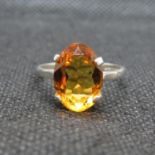 Vintage silver ring set with large Cairngorm citrine stone HM Birmingham 1979 3.5g