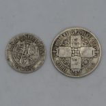 Silver Gothic florin and silver 1895 shilling