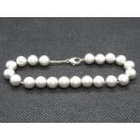 Silver bead bracelet 8"