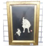 Japanese Ivory and Mother of Pearl signed picture 17" x 12"