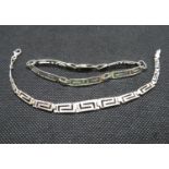 2x silver Greek key design bracelets both 7.5" weight total 13.8g