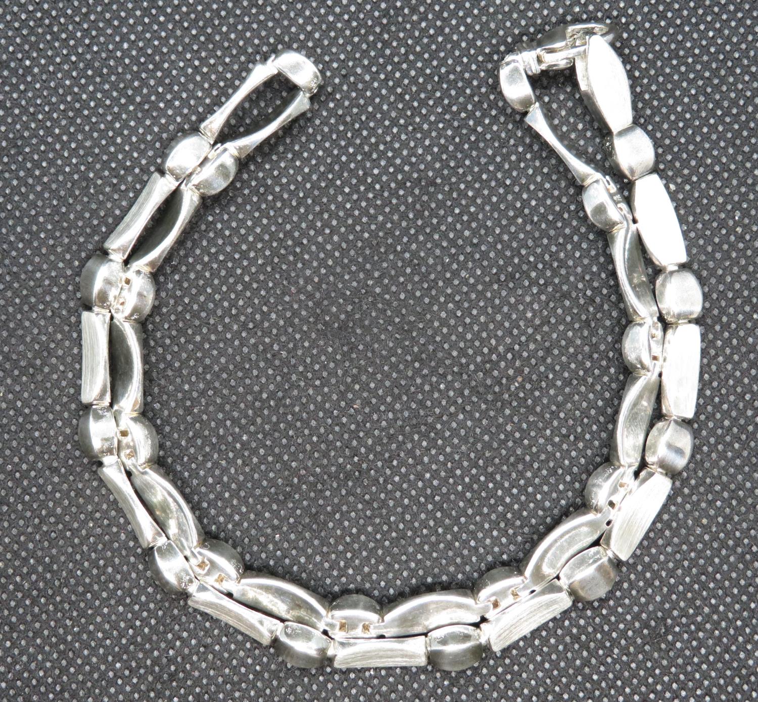 Designer silver collarette alternating matt and polished links 17.5" 50.6g