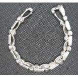 Designer silver collarette alternating matt and polished links 17.5" 50.6g