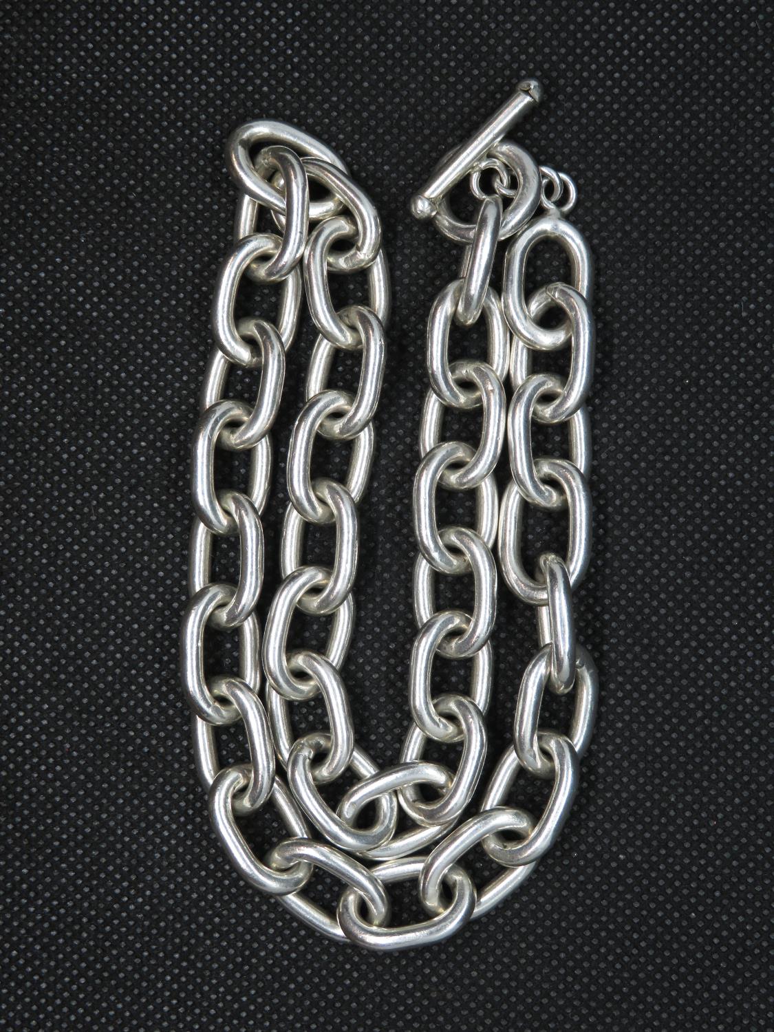 Vintage solid silver trace link chain 18" 125g