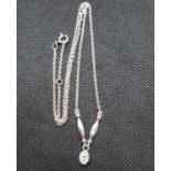 Kit Heath design silver necklace with CZ stamped KH96 on 18" trace link chain 5.8g