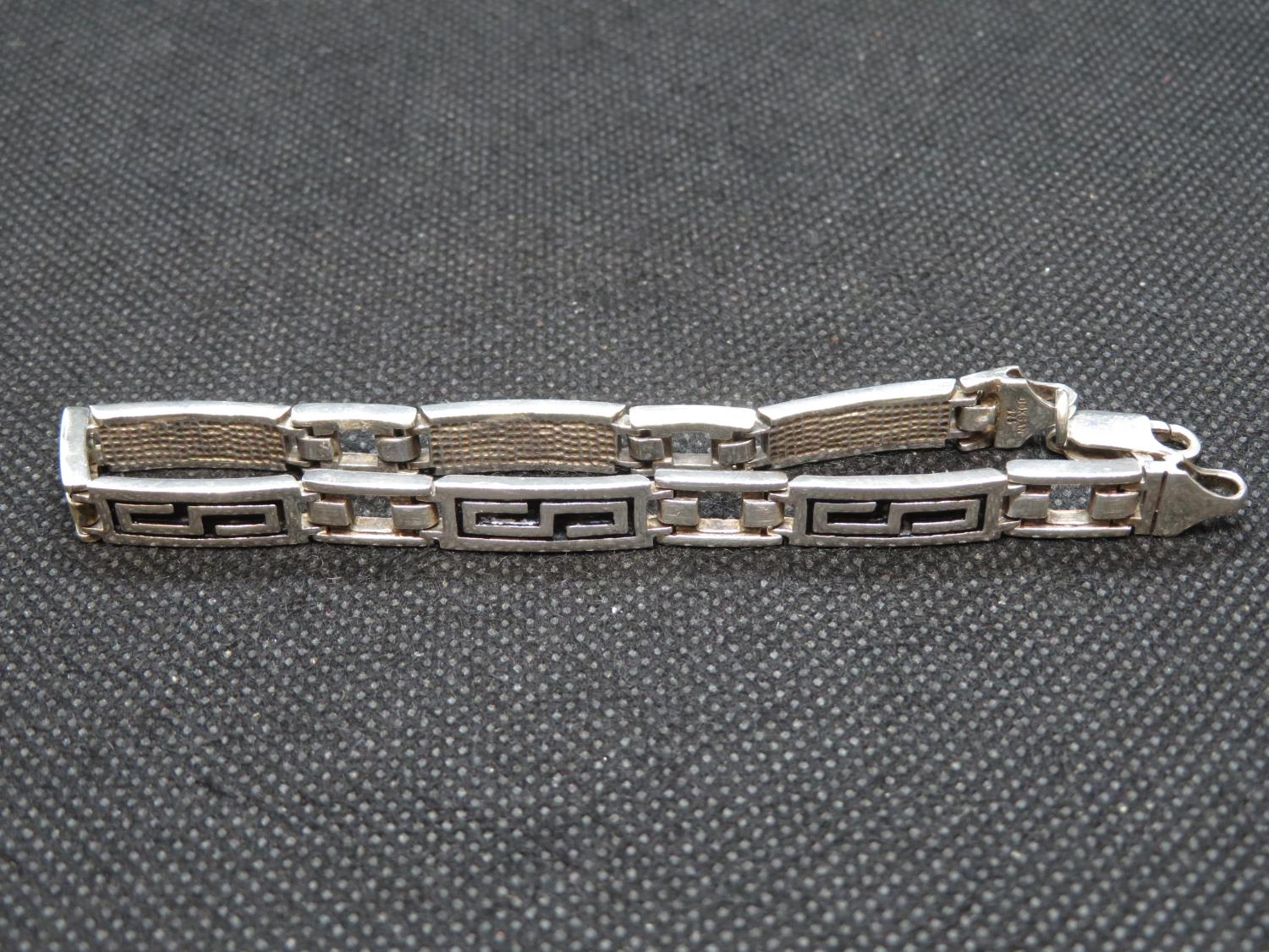 Gent's silver bracelet Greek Key design 8.5" 22.9g