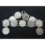 WWII Dutch silver bracelet made from 10C coins by Dutch silversmiths and sold to fund resistance