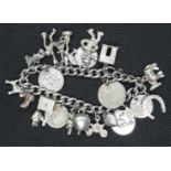 Silver charm bracelet 75g