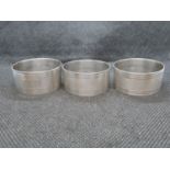 Set of 3x silver napkin rings by John Rose 50g