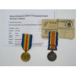 Pair of medals WWI to Sydney E Winchester No. 118909 Gunner in Royal Artillery complete with