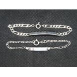 2x silver ID bracelets stamped 925 10.3g