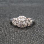 Platinum triple halo diamond ring with .75ct white brilliant cut diamonds size M 5.4g