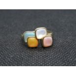 Multi coloured stone 9ct ring 4g size T