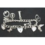 Silver charm bracelet 44g