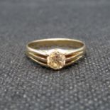 Antique 18ct gold ring set with champagne diamond over .5ct 5.25mm spread size R