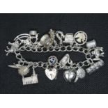 Vintage silver charm bracelet London 1978 62.5g