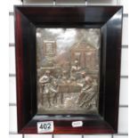 9" x 7" 3D copper plaque plated in silver and framed