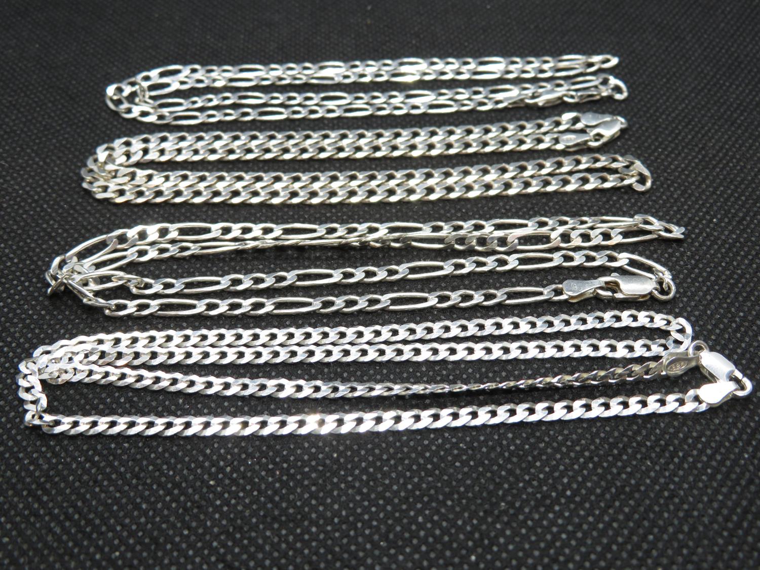 Job lot of 4x silver chains 18" 2x figaro and 2x curb 35.9g - Image 2 of 2