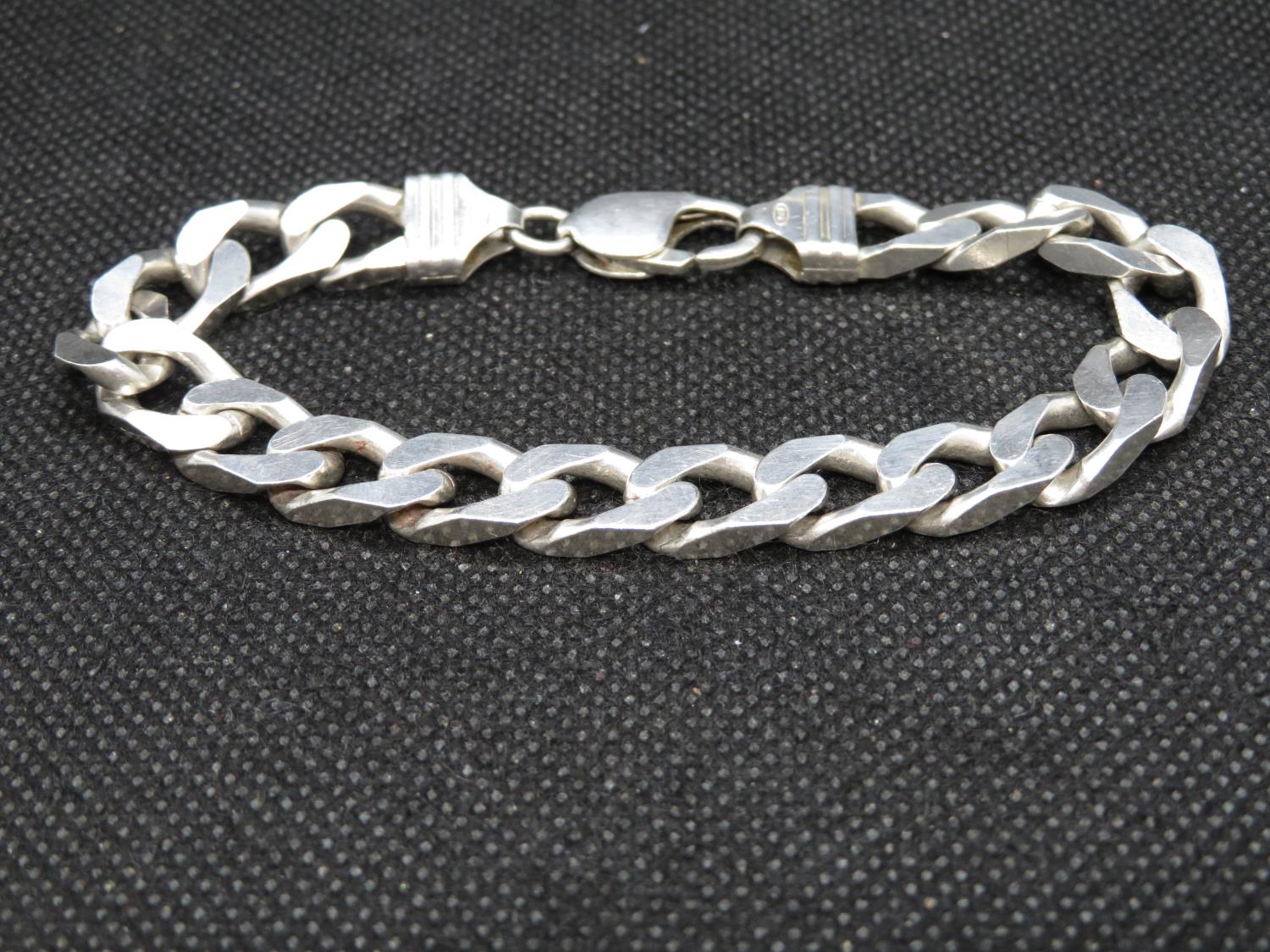 Gentleman's silver curb link bracelet 33.3g