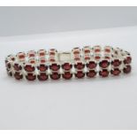 Vintage silver bracelet with over 40cts of garnet 30g