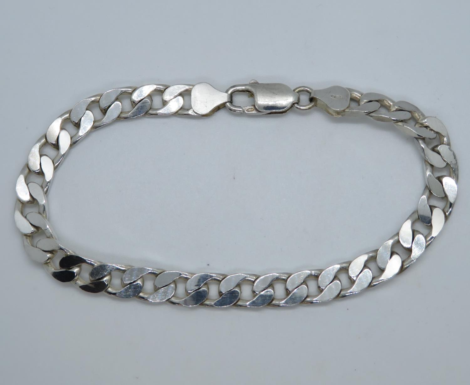 Solid Silver curb bracelet 8.5" 18.4g