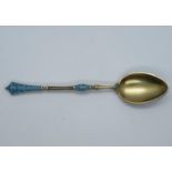 Antique silver gilt and enamel coffee spoon foreign HM 925 9.5g