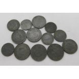 13x WWII German zinc coins