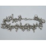 Silver charm bracelet HM with multiple charms and bobbles 20g