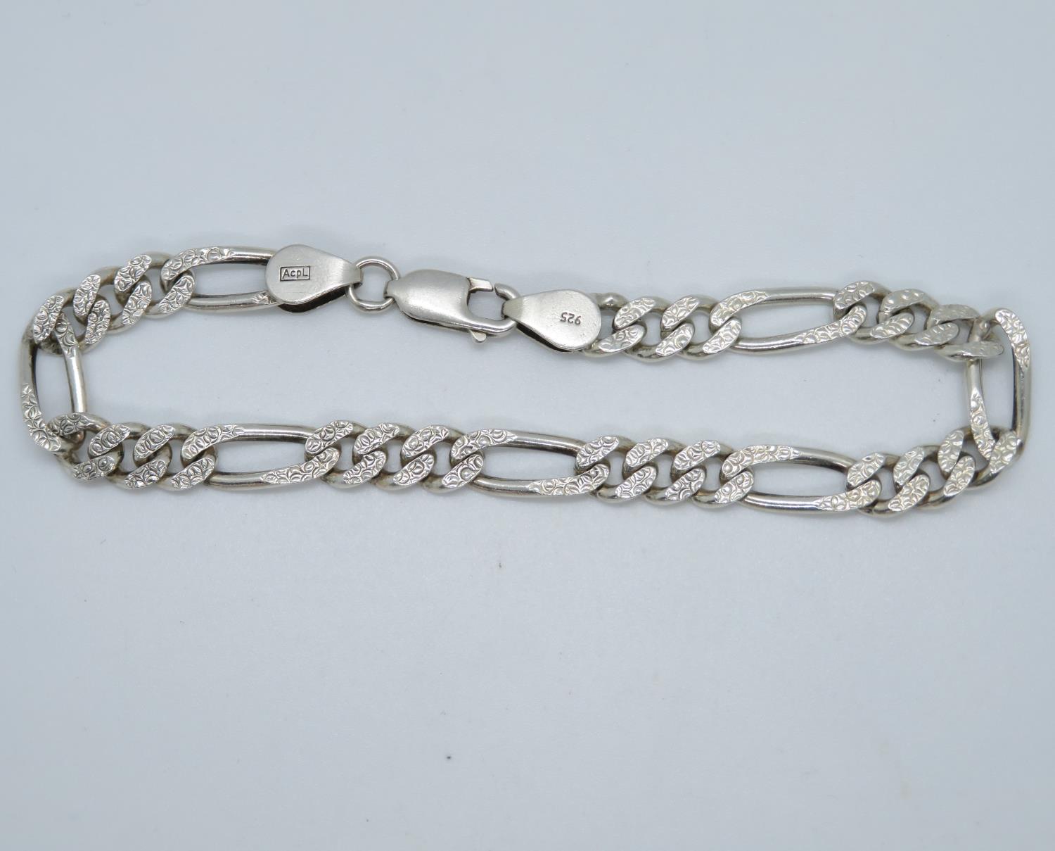 Gentleman's silver figaro bracelet 8.25" 13g