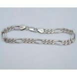 Gentleman's silver figaro bracelet 8.25" 13g