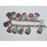 Vintage silver bracelet with 12 souvenir place names 24g