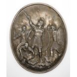 7" x 5.5" silver HM Scottish plaque depicting Roman soldiers