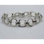 Modernist silver bracelet stamped Old Florence 925 Italy 7.25" 31.6g